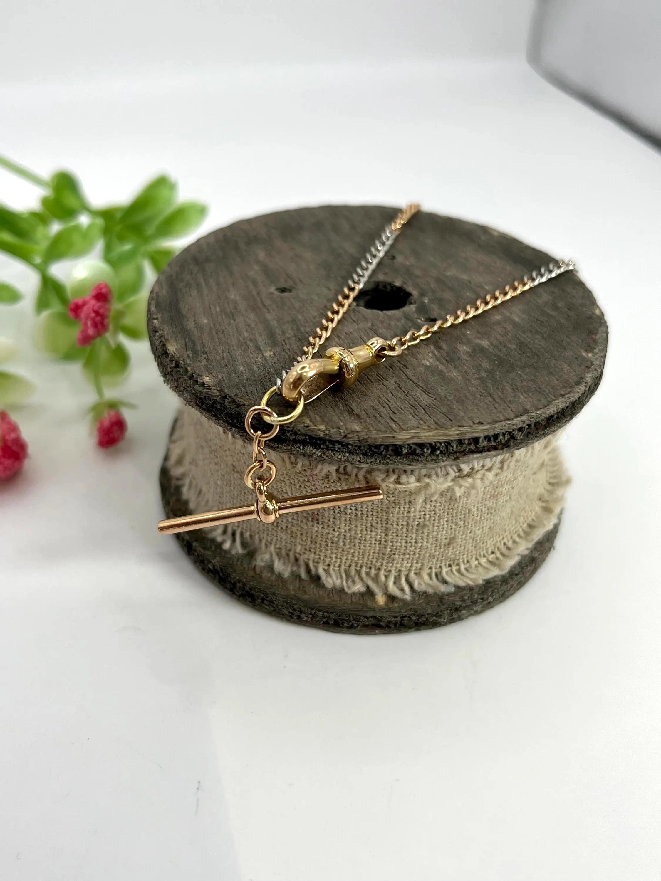 Antiguo brazalete de eslabones con barra en T, de oro amarillo de 18 ct y platino, circa 1910 en venta 6