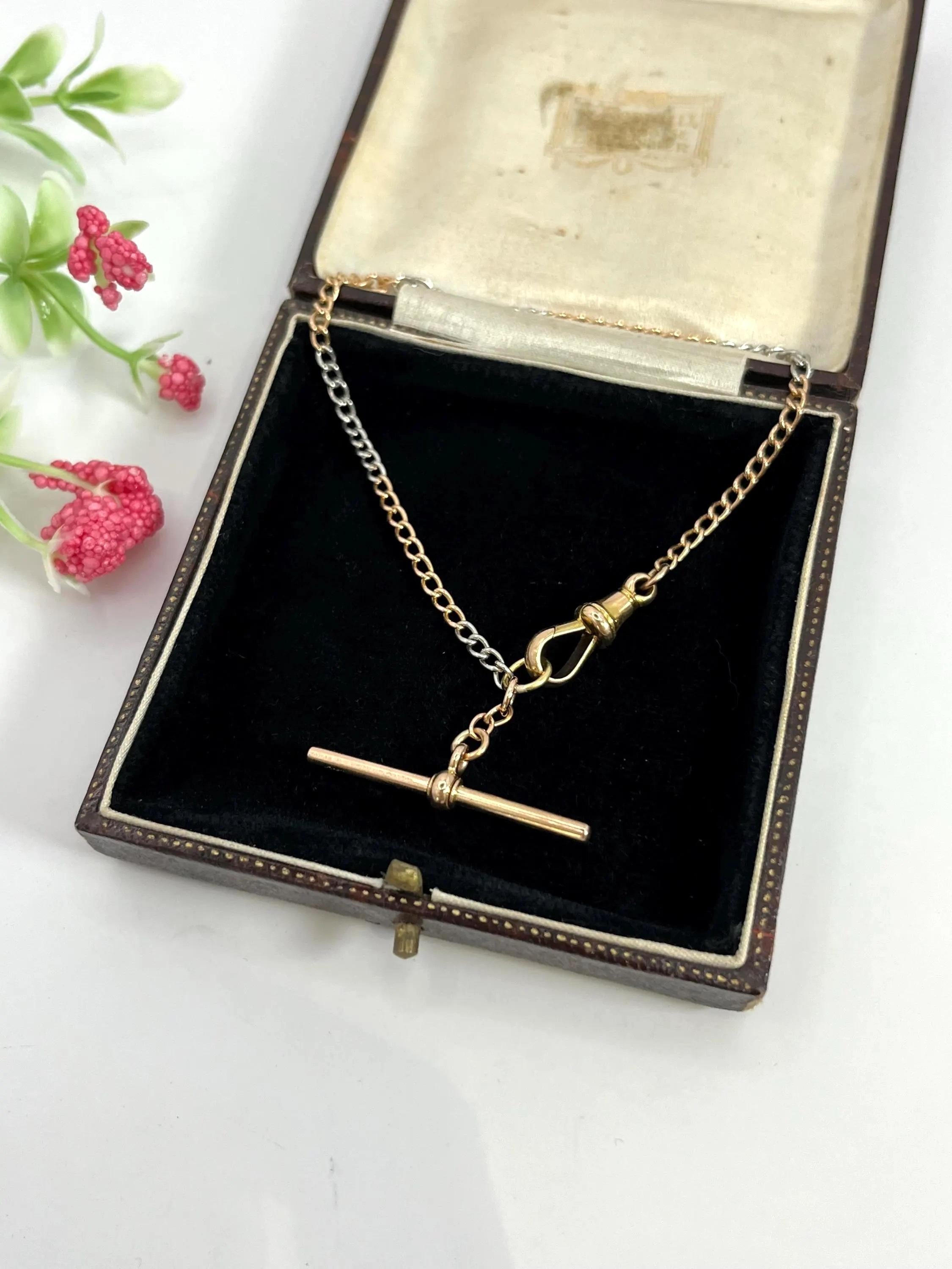 Antiguo brazalete de eslabones con barra en T, de oro amarillo de 18 ct y platino, circa 1910 en venta 2