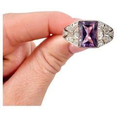 Antiker Ring aus 18 Karat Gelbgold und Platin mit edwardianischem Amethyst und Diamanten