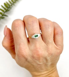 Antique 18ct Yellow Gold & Platinum, Edwardian Emerald and Diamond Ring