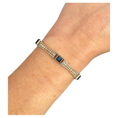Antique 18ct Yellow Gold & Platinum, Edwardian Sapphire and Seed Pearl Bracelet
