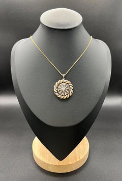 Antique 18ct Yellow Gold & Platinum, Victorian Diamond Catherine Wheel Pendant