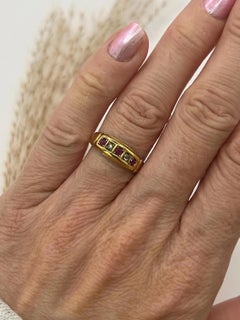 Antique 18ct Yellow Gold Ruby & Diamond Band Ring, Circa 1910