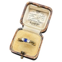 Antique 18ct Yellow Gold, Sapphire & Diamond Three Stone Ring, Circa 1920