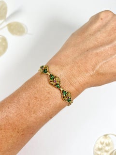 Antique 18ct Yellow Gold Stamped, 1920s Fancy Link Ruby & Enamel Bracelet