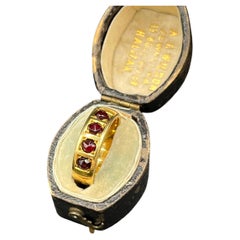 Antique 18ct Yellow Gold Stamped, Edwardian Four Stone Garnet Ring