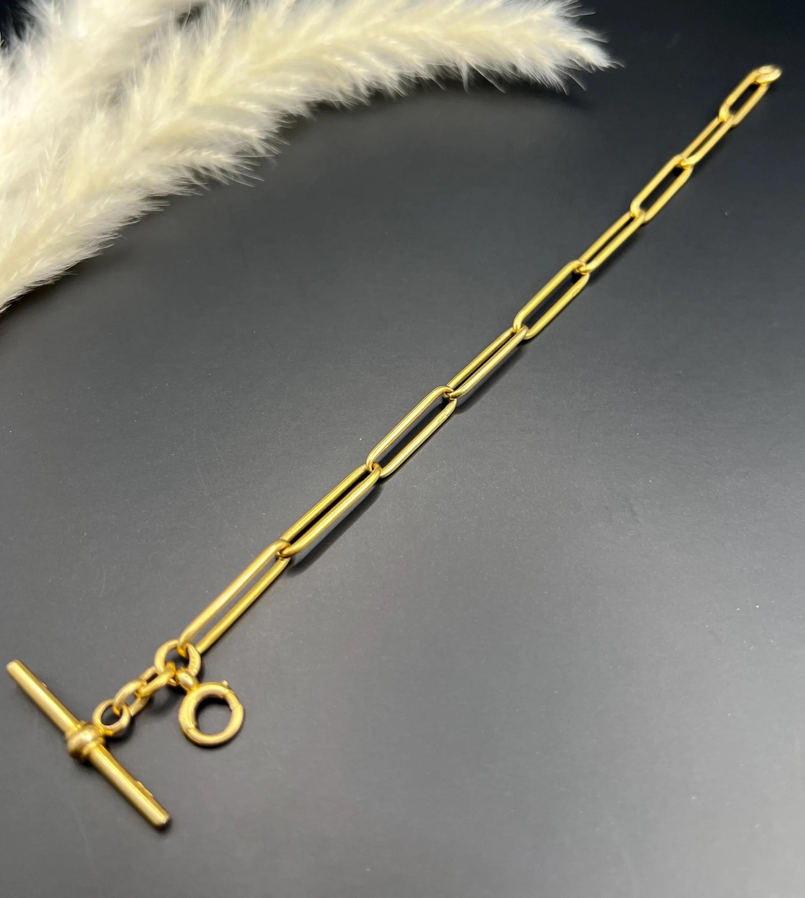Antique 18ct Yellow Gold Stamped, Edwardian Trombone Link Bracelet 7