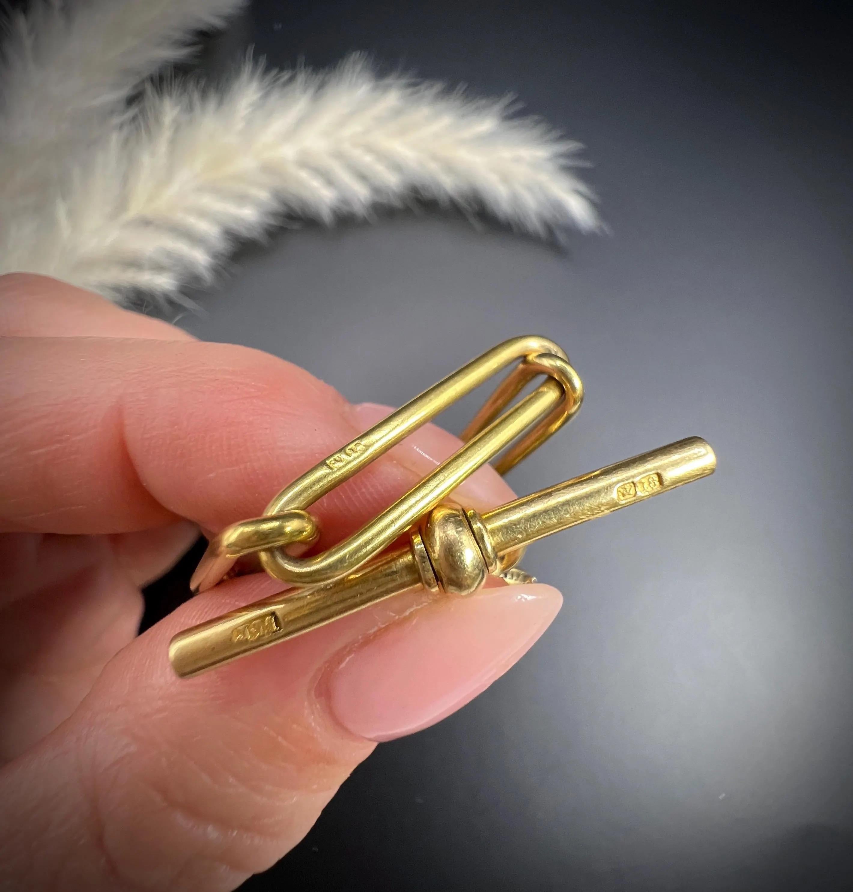 Antique 18ct Yellow Gold Stamped, Edwardian Trombone Link Bracelet 5