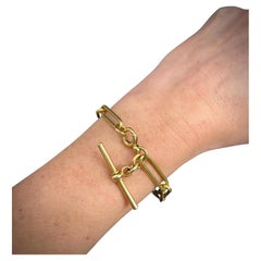 Antique 18ct Yellow Gold Stamped, Edwardian Trombone Link Bracelet