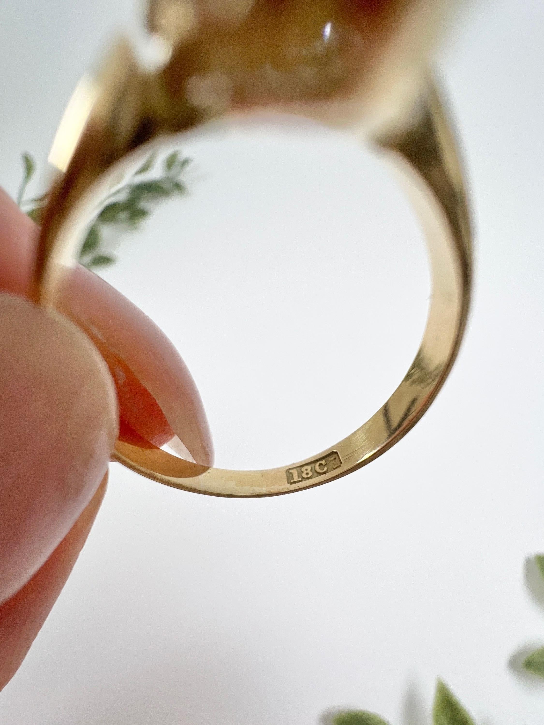 Antique 18ct Yellow Gold Stamped, Victorian Diamond Marquise/Navette Ring For Sale 5