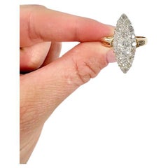 Antique 18ct Yellow Gold Stamped, Victorian Diamond Marquise/Navette Ring