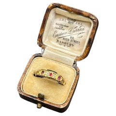 Antique 18ct Yellow Gold Stamped, Victorian Ruby & Diamond Five Stone Ring