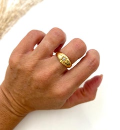 Antique 18ct Yellow Gold, Star Set Diamond Band Ring, Hallmarked Birmingham 1914