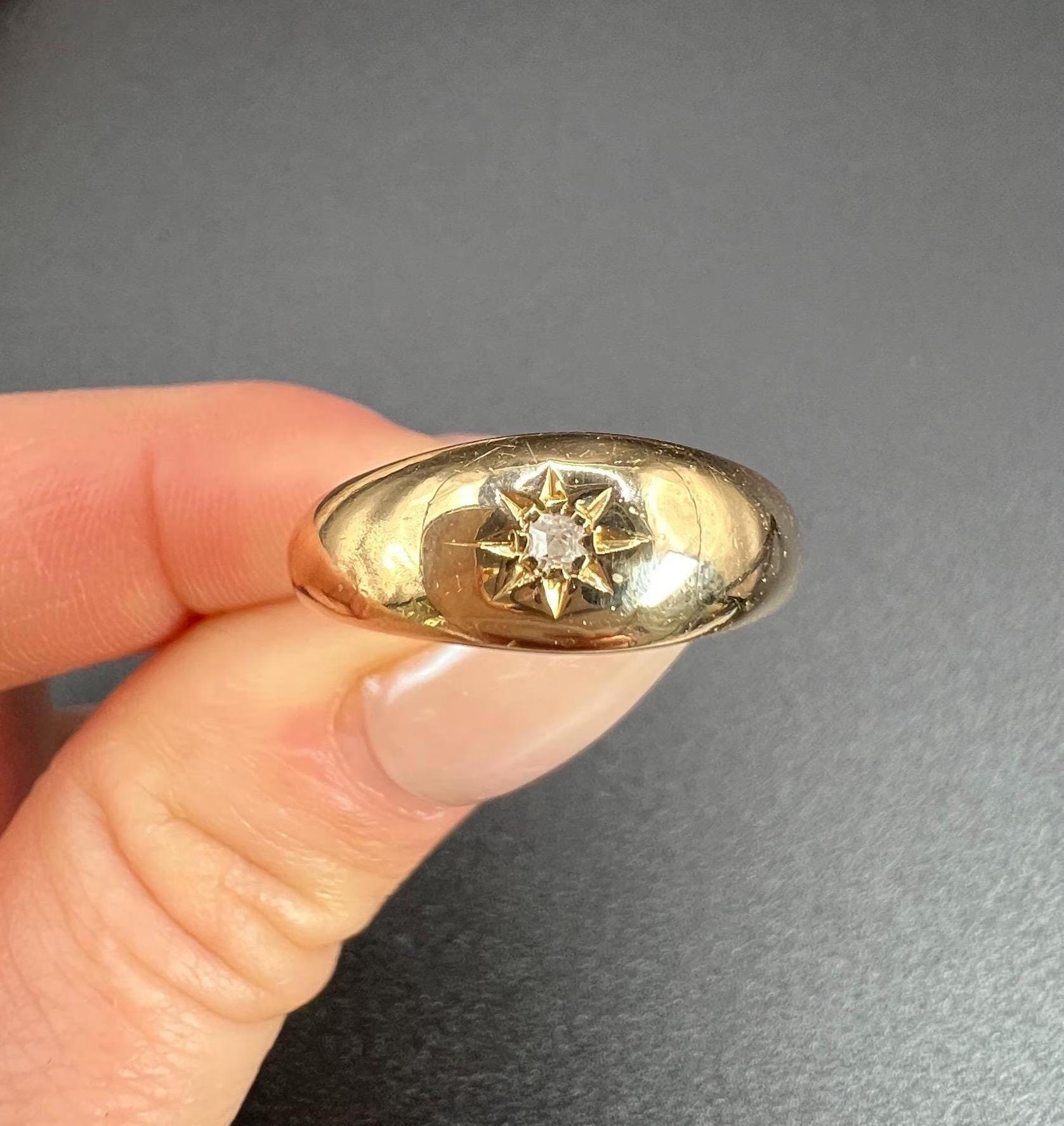 Antique 18ct Yellow Gold, Star Set Diamond Band Ring, Hallmarked Birmingham 1917 For Sale 2