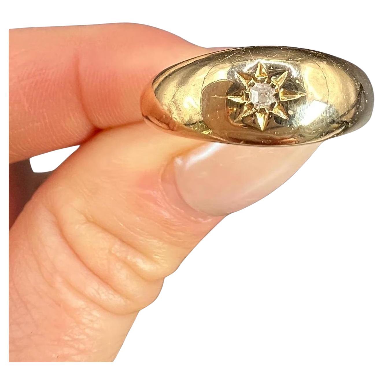 Anillo antiguo de oro amarillo de 18 ct, con diamantes engastados en estrella, Hallmarked Birmingham 1917