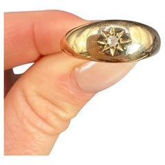 Anillo antiguo de oro amarillo de 18 ct, con diamantes engastados en estrella, Hallmarked Birmingham 1917