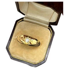 Antique 18ct Yellow Gold, Star Set Old Cut Diamond Band Ring