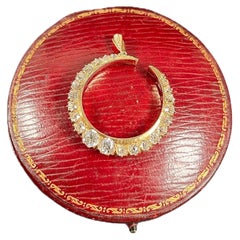 Pendentif victorien ancien en or jaune 18 carats avec croissant de lune et diamants de 3,75 carats