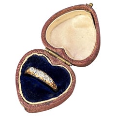 Antique 18ct Yellow Gold Victorian Diamond 5 Stone Carved Half Hoop Ring