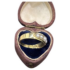 Antique 18ct Yellow Gold, Victorian Five Stone Pearl Ring Hallmarked London 1874