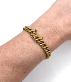 Antique 18ct Yellow Gold, Victorian Sapphire & Diamond, Fancy Curb Link Bracelet