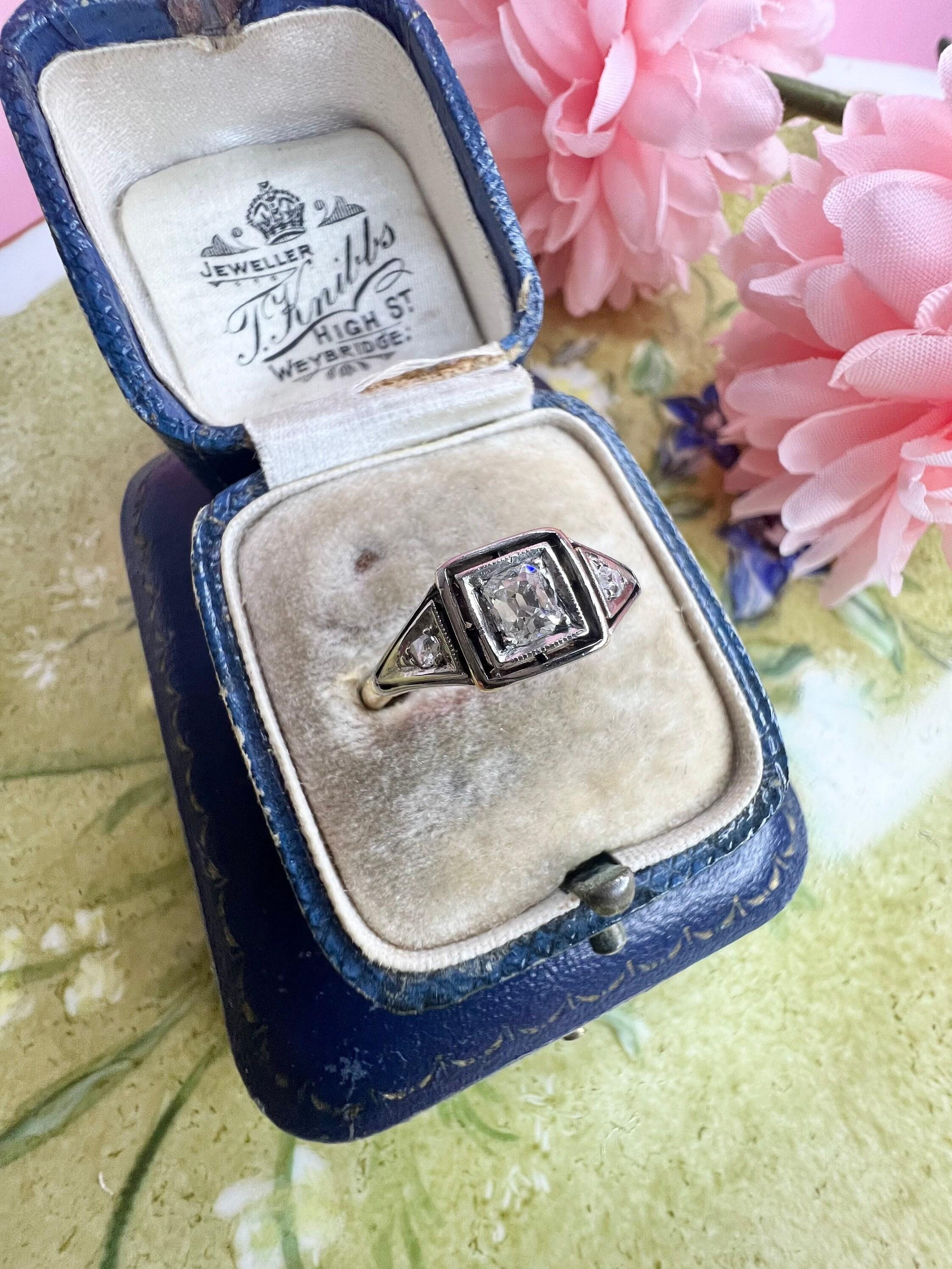 Antique 18ct Yellow & White Gold Deco Diamond Engagement Ring For Sale 1