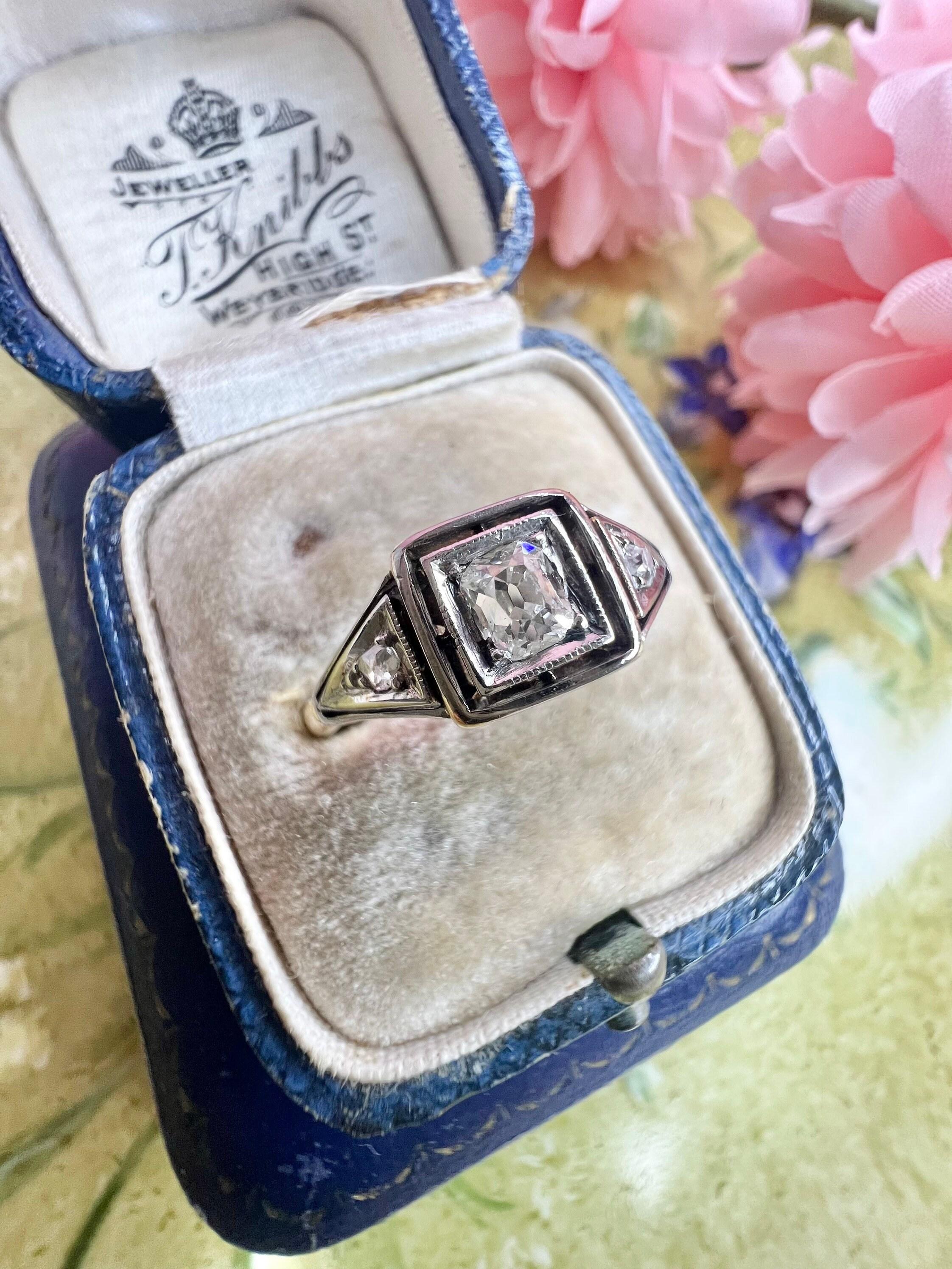 Antique 18ct Yellow & White Gold Deco Diamond Engagement Ring For Sale 3
