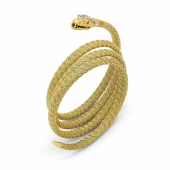 Antique 18ct Yellow Woven Gold and Diamond Snake Bracelet Circa 1870