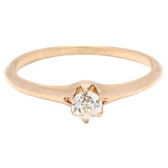 Antiker .18ctw Diamant-Verlobungsring, 14k Gelbgold, Ring Größe 6,5