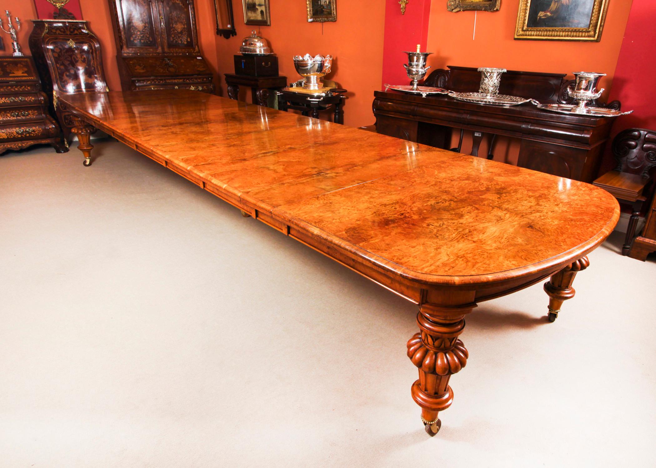 Victorian Antique 18ft Pollard Oak Extending Dining Table & 14 Oak Armchairs 19th Century