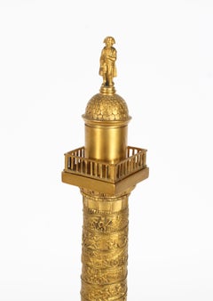 Antique 18inch French Grand Tour Gilt Bronze Model of Vendome Column 19thCentury