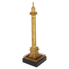 Antique 18inch French Grand Tour Gilt Bronze Model of Vendome Column 19thCentury