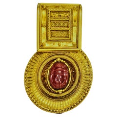 Antique 18K and Carnelian Etruscan Revival pendant by Ernesto Pierret, c. 1860