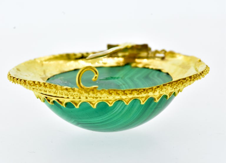 Antique 18K and Malachite Large Brooch, c. 1880 In Good Condition For Sale In Aspen, CO