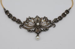 Antique 18k Art Nouveau Necklace with Pearls&Diamonds