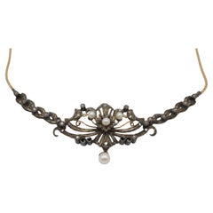 Antique 18k Art Nouveau Necklace with Pearls&Diamonds
