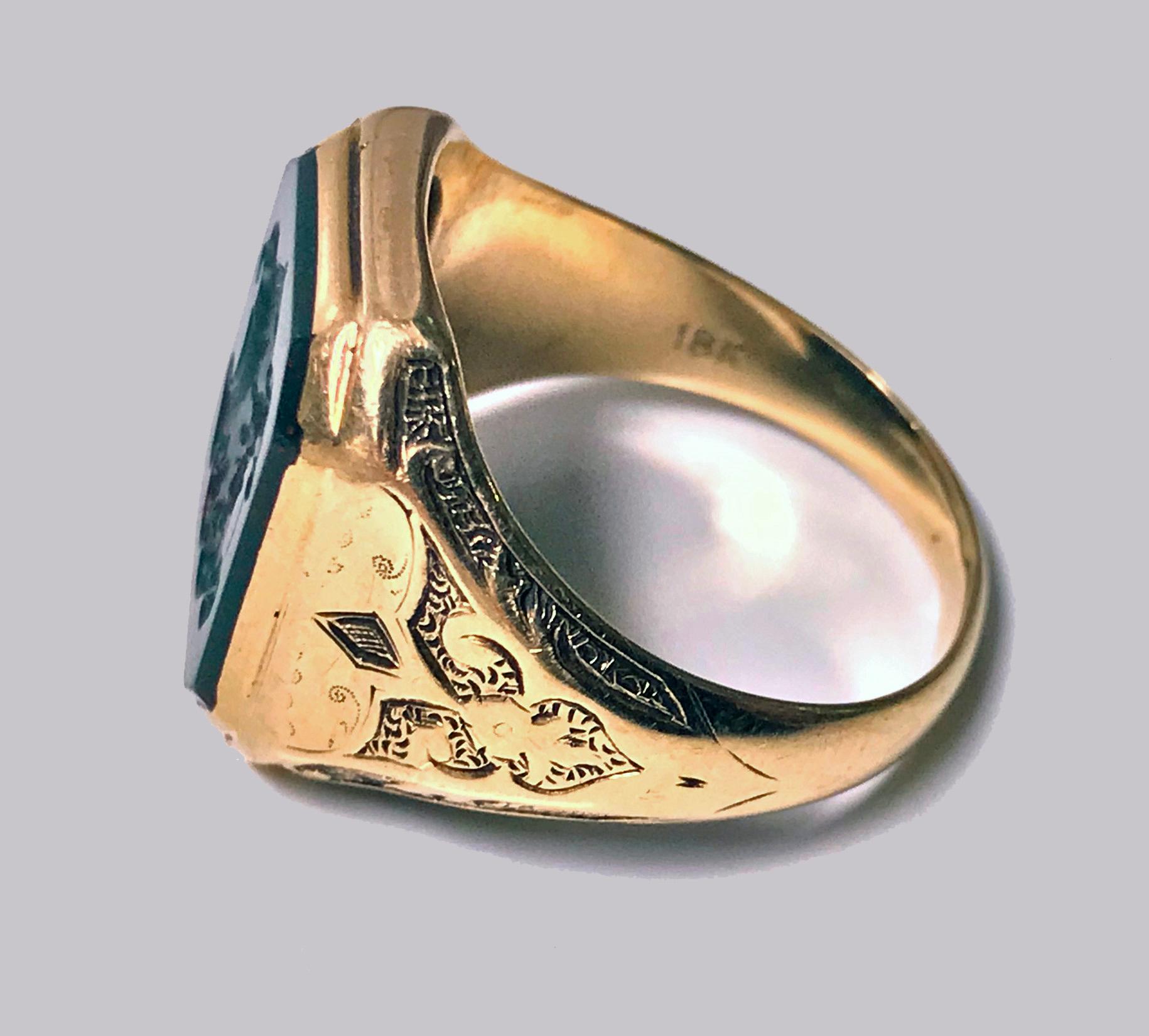 Antique 18-Karat Bloodstone Signet Ring, circa 1880 In Good Condition In Toronto, Ontario
