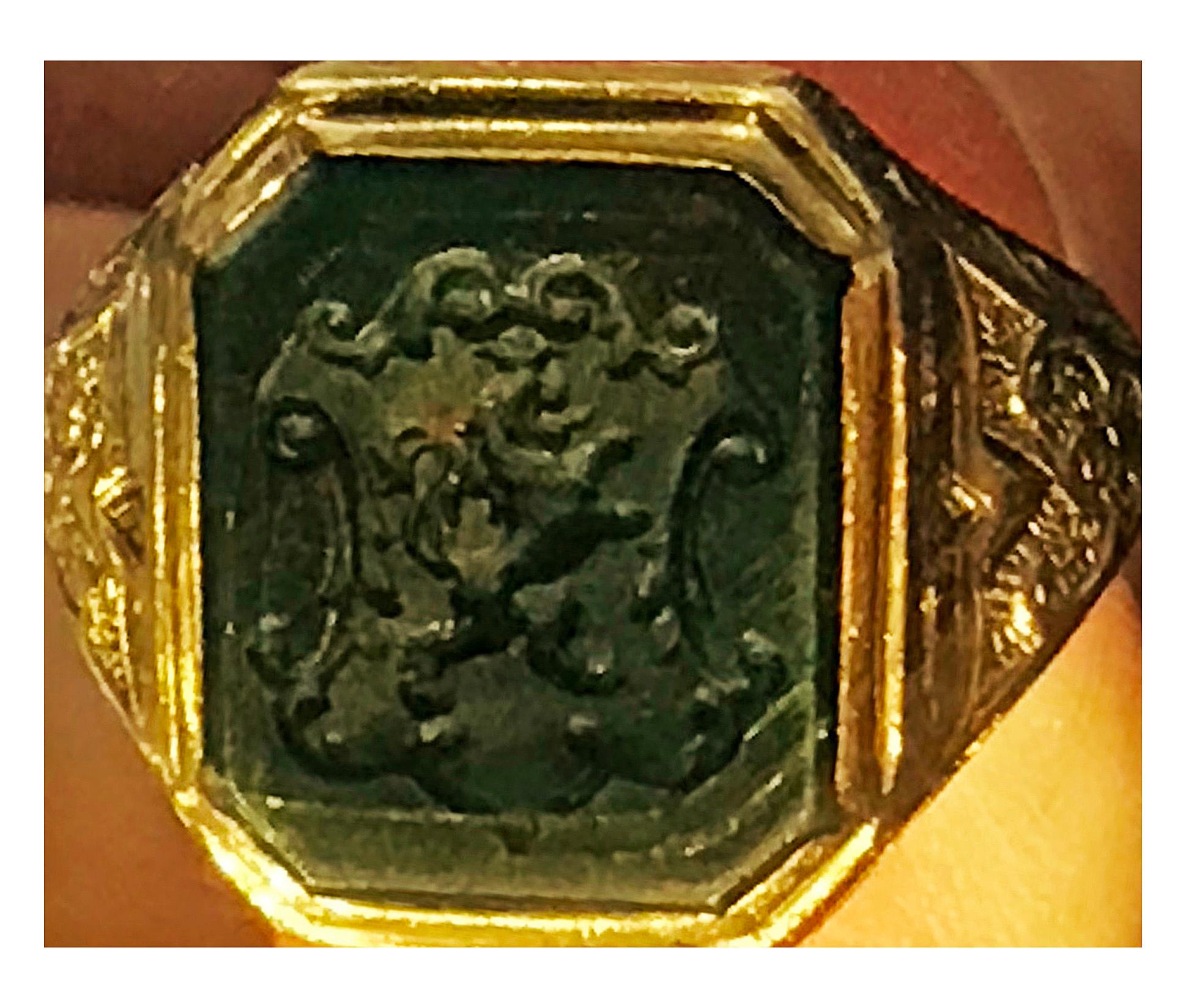 Gold Antique 18-Karat Bloodstone Signet Ring, circa 1880