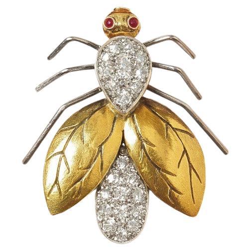 Broche ancienne 18k avec diamant