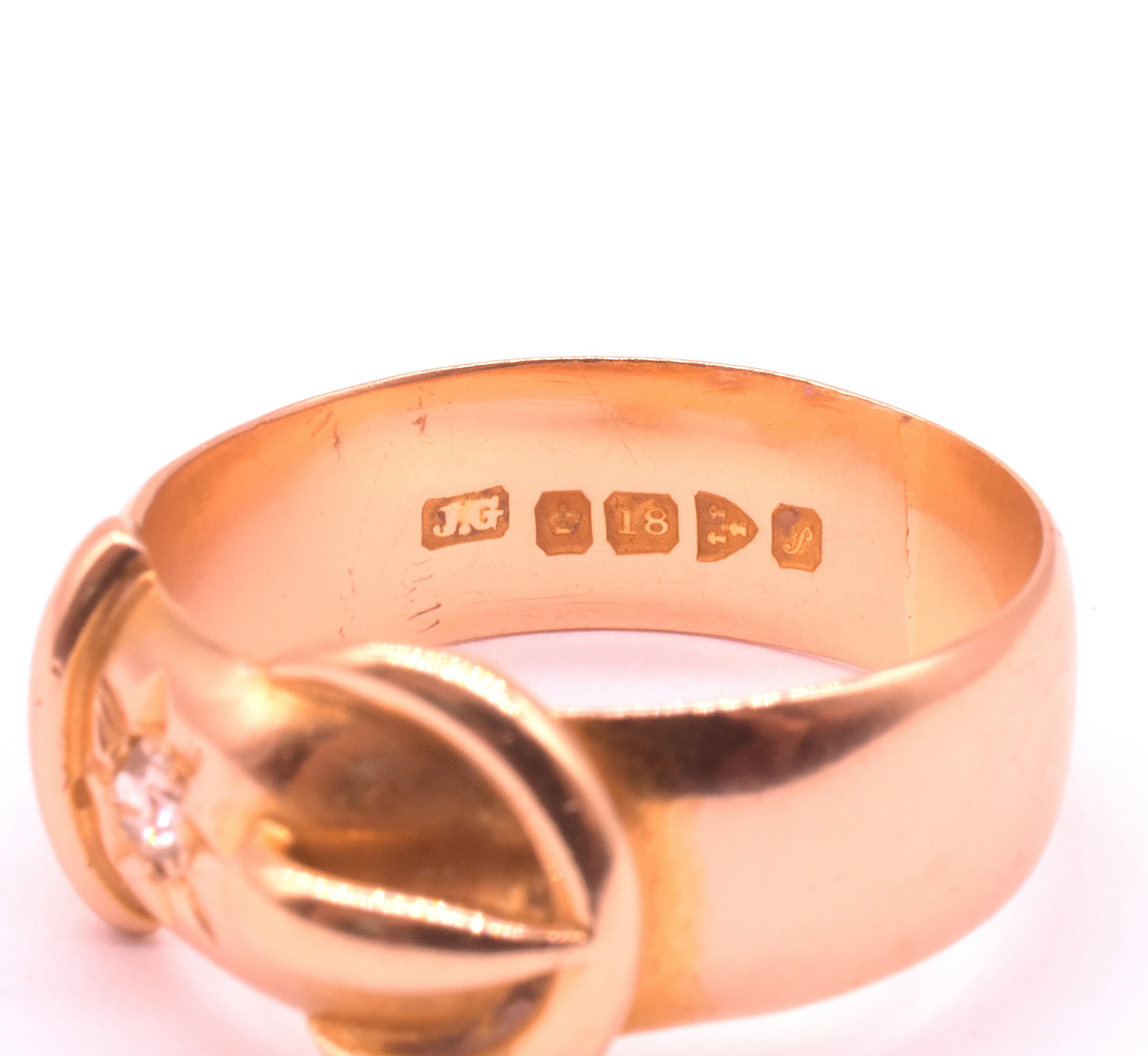 Bague ancienne à boucle en 18 carats poinçonnée pour 1910 en vente 2
