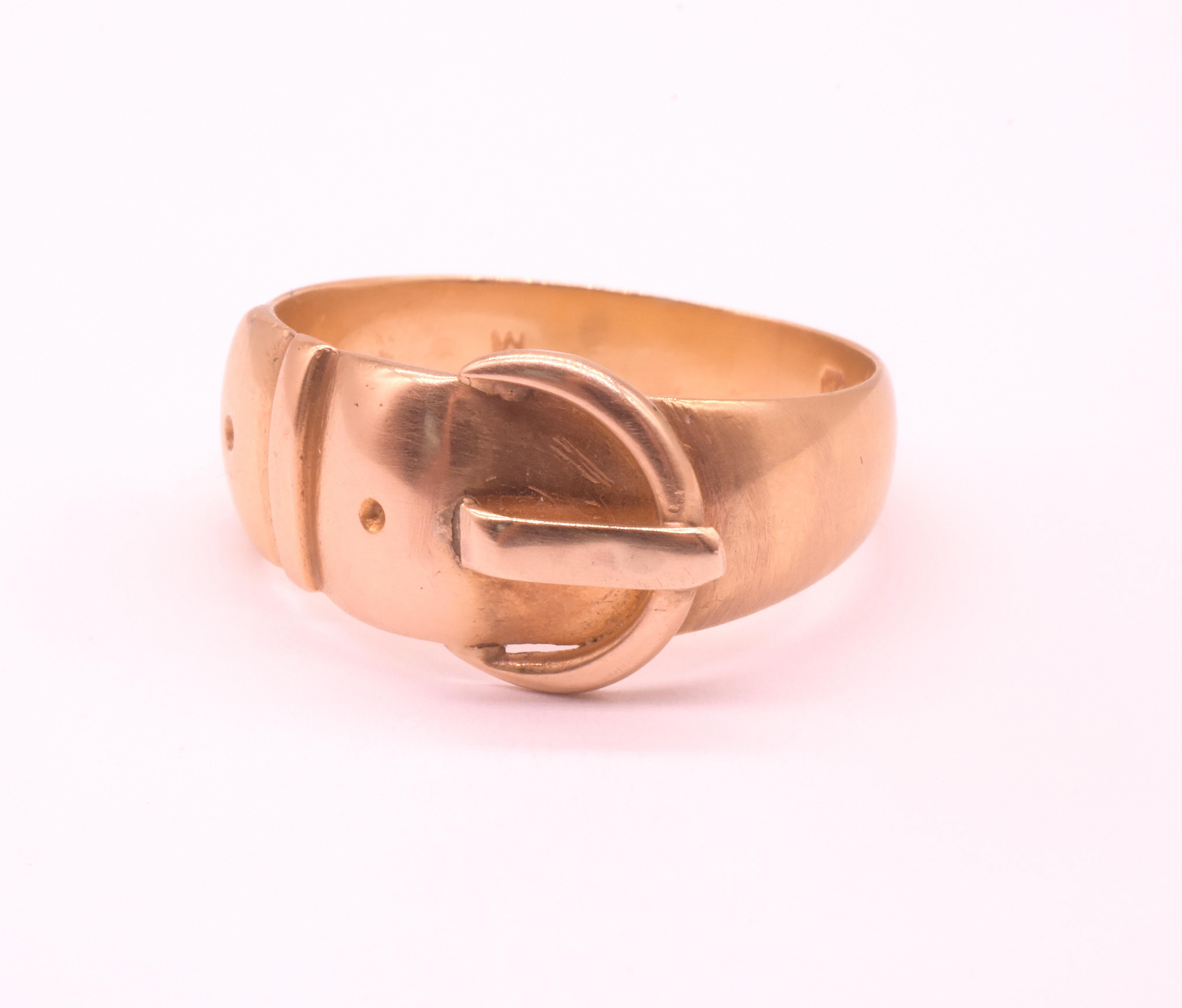 Bague ancienne à boucle en 18 carats poinçonnée pour 1910 en vente 4
