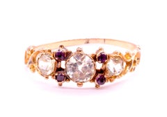 Antique 18 Karat Chrysoprase and Amethyst Ring, circa 1860