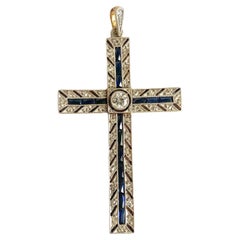 Antique 18K Diamond Cross Pendant