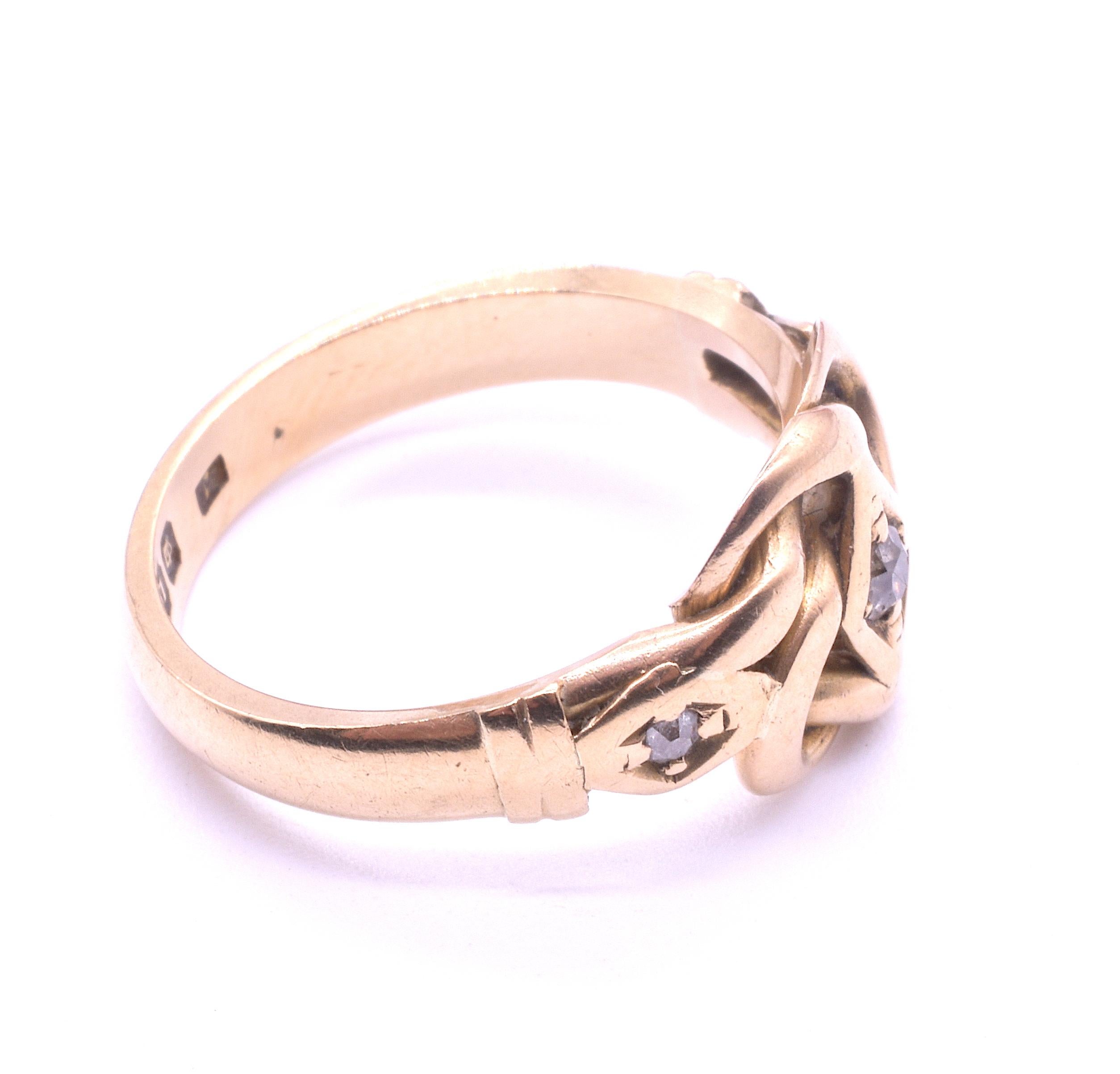 Victorian Antique 18 Karat Lover's Knot Ring HM Chester, 1909 For Sale
