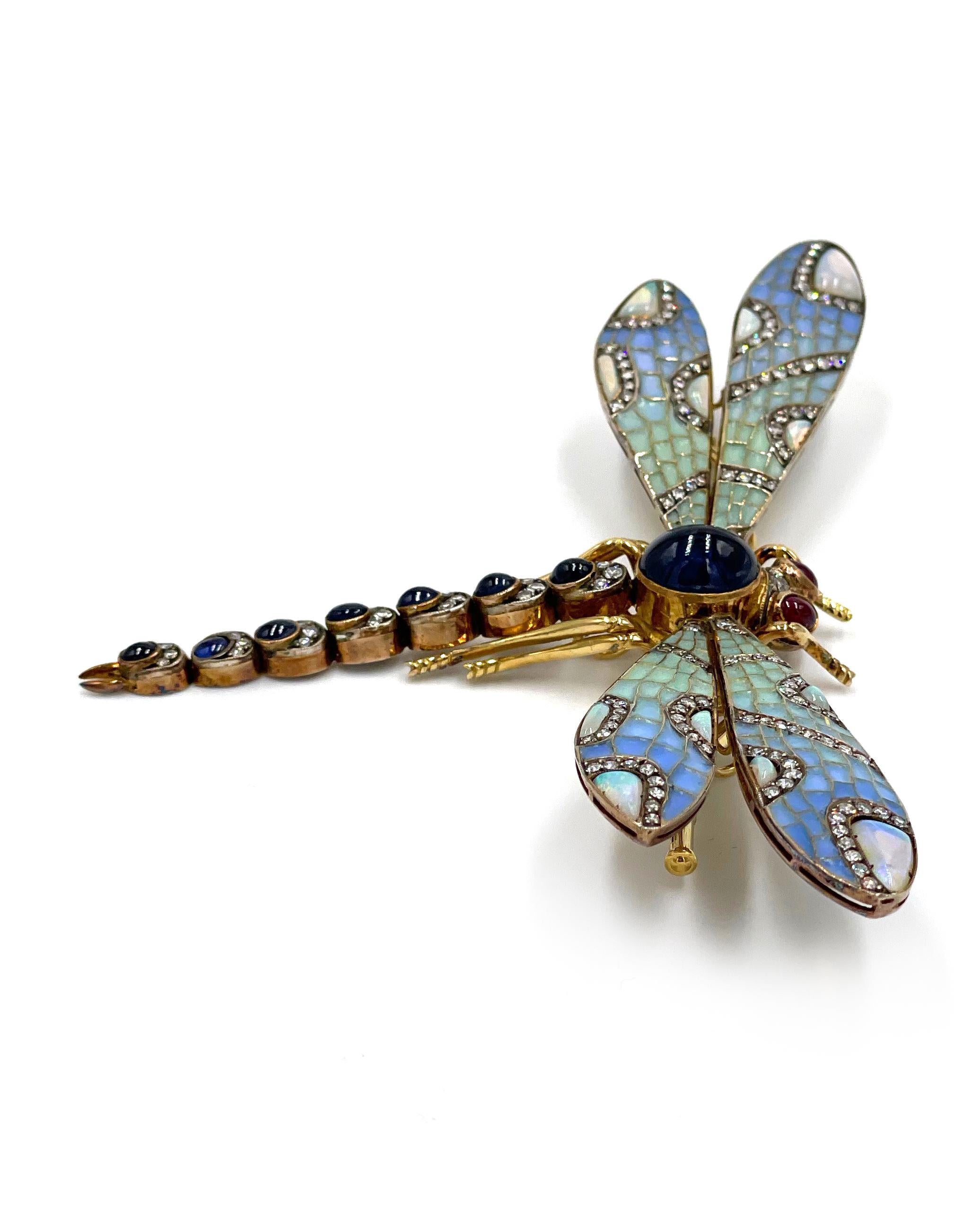 Antique 18K Dragonfly Brooch, Circa 1880-1910 In Good Condition For Sale In Old Tappan, NJ