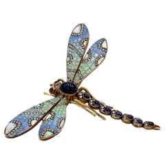 Vintage 18K Dragonfly Brooch, Circa 1880-1910