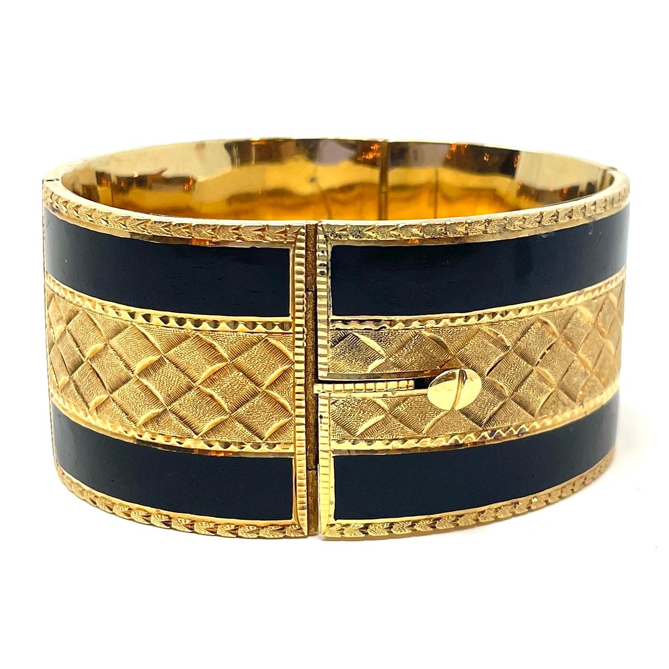 Antikes Armband aus 18 Karat französischer Emaille und Diamanten im Rosenschliff für Damen oder Herren