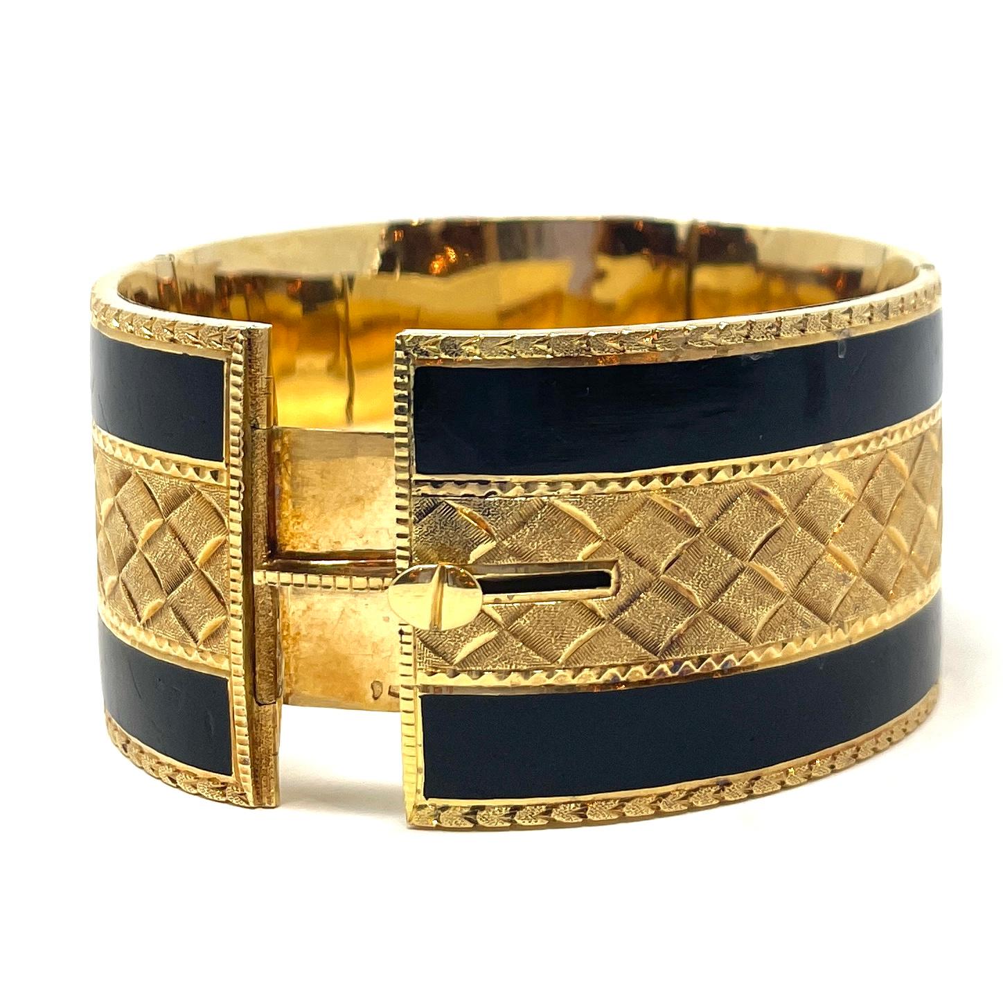 Antikes Armband aus 18 Karat französischer Emaille und Diamanten im Rosenschliff 1