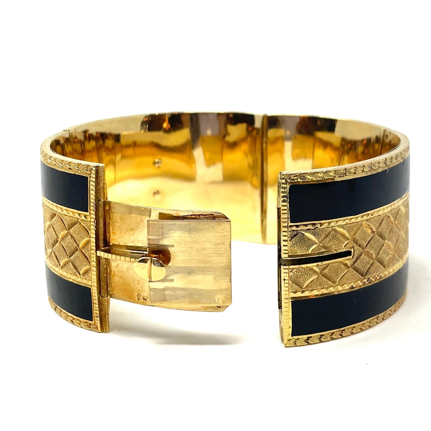 Antikes Armband aus 18 Karat französischer Emaille und Diamanten im Rosenschliff 2