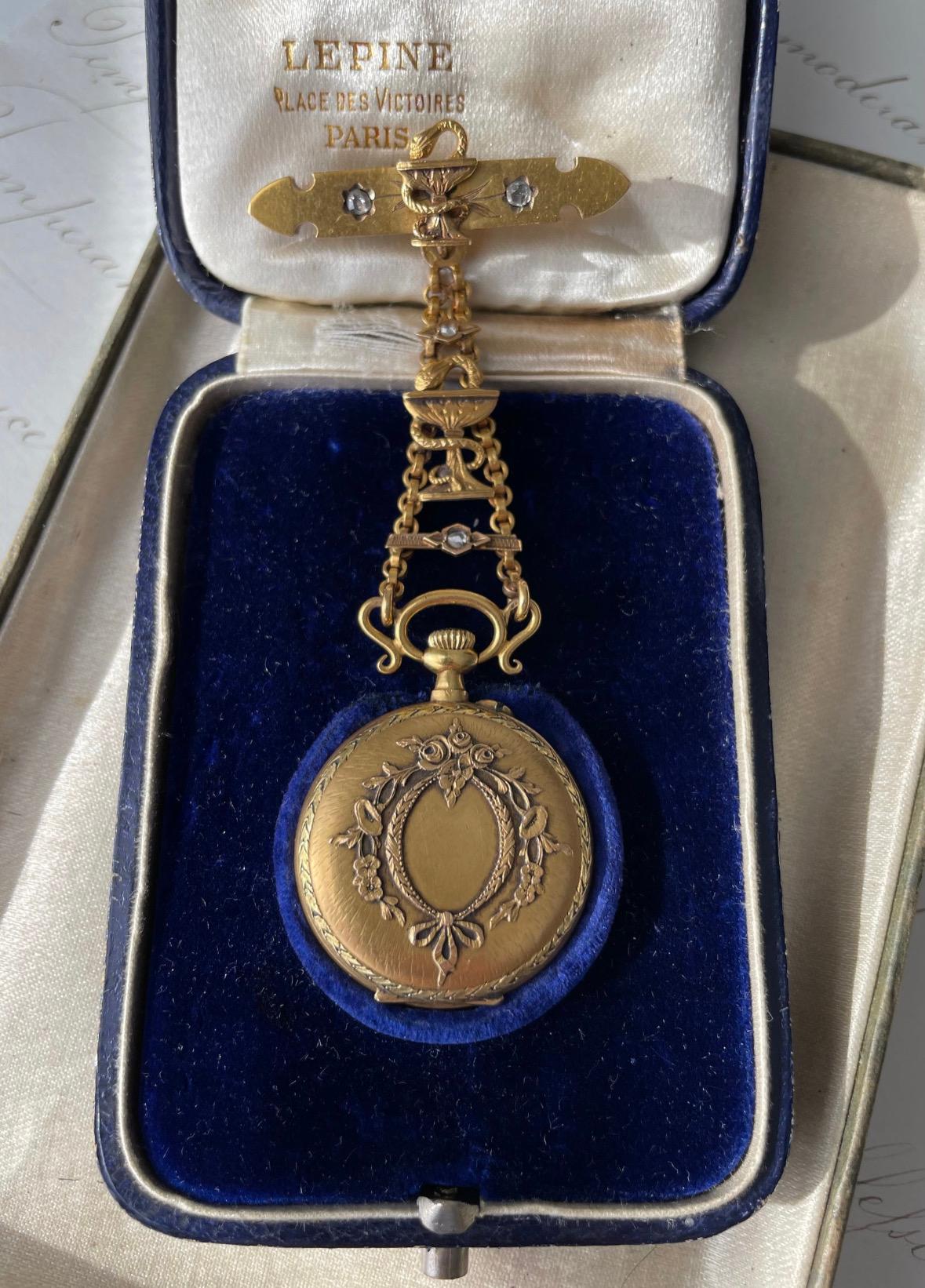 Antique 18k French Pocket Watch with Bowl of Hygieia For Sale 1